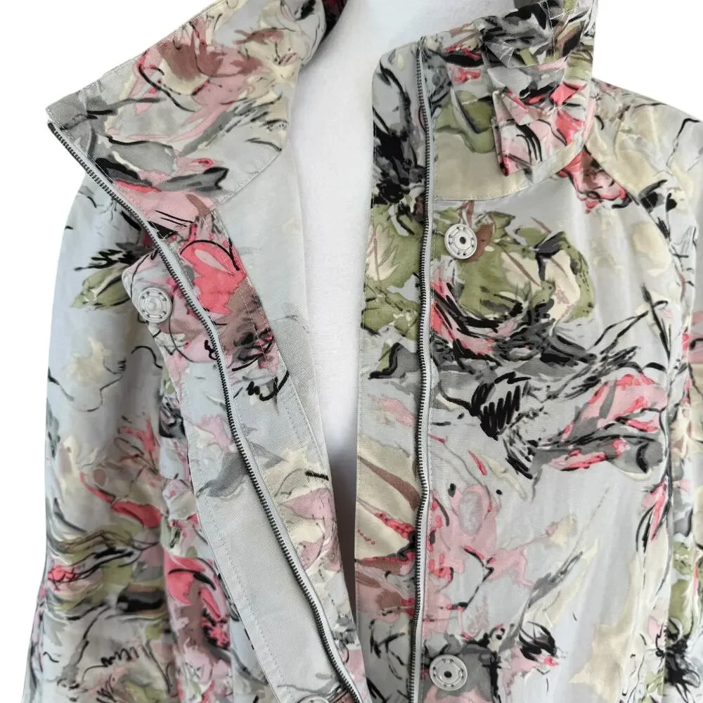 St John SoCa Jacket Silk Blend Floral Shacket Womens L Abstract Coastal - Picture 5 of 14